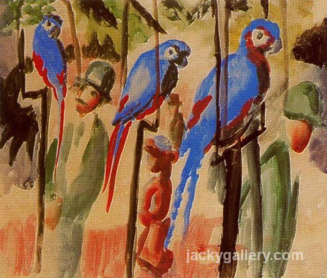 Con los papagayos, August Macke painting